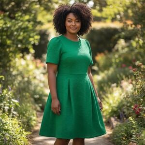 DRAPER JAMES RSVP Green Short Sleeve Dress 2X Spring St Patricks Office Casual